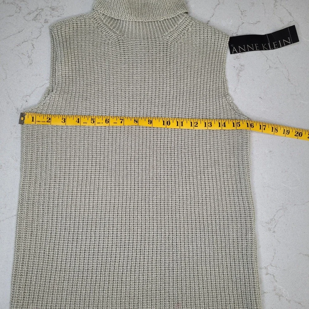 Anne Klein Women Turtleneck Sleeveless Sweater‎ Medium Petite Wool Blend